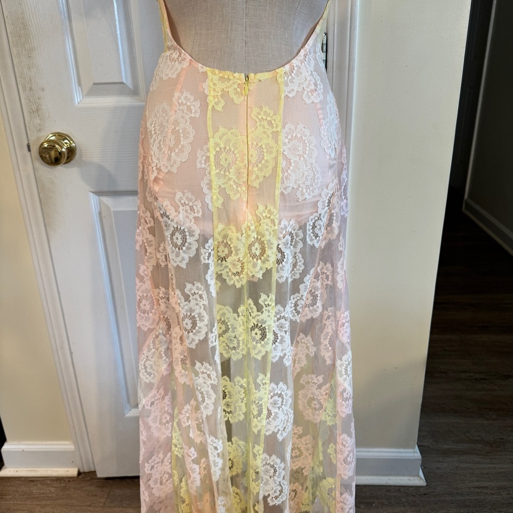 🌸 For Love & Lemons Pastel Lace Maxi Dress XXS – NWT - Picture 10 of 16